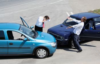 two cars in a traffic accident