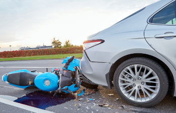 motorbike damaged in a car accident